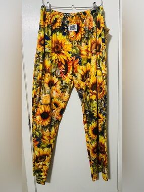 Butter soft Sunflower Print  Lounge Pants Yellow Floral